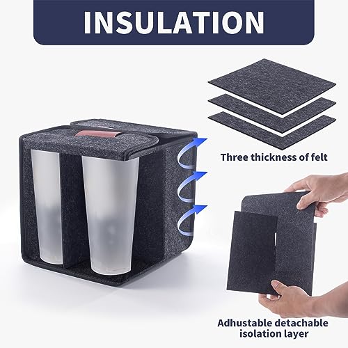 Foyego 4 Cup Drink Carrier with Handle, Reusable Insulated Drink Caddy Drink Holder for Car, Folding Portable Coffee Cup Holder Bag for Travel and Delivery - view 1
