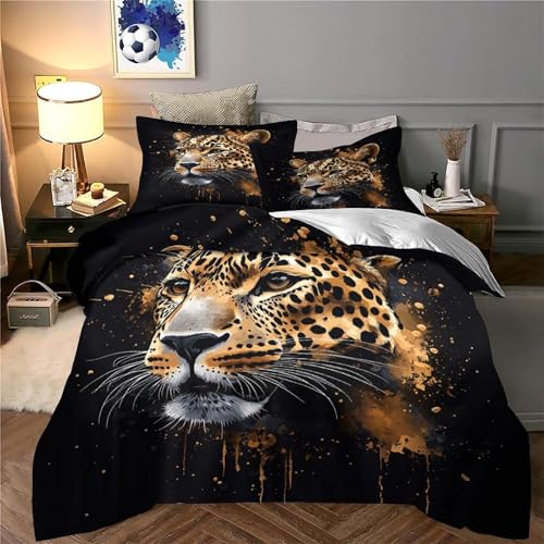 Housse de couette léopard 135x200 microfibre résistante avec zip