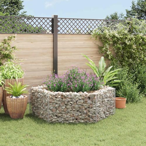 Gawany Hexagonal Gabion Planter Stones Cage Basket 160x139x50 cm Galvanised steel Silver