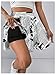 WDIRARA Women's Newspaper Graphic Print Skorts High Waist Flowy Athletic Skirts with Shorts Underneath Black and White Large