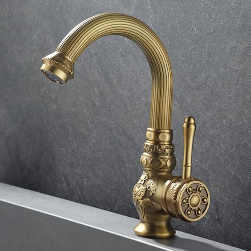 Mezcladora de lavabo alta estilo antiguo monomando giratorio para lavamanos de baño