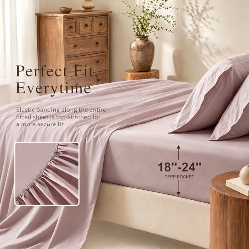 Image of MEISHANG 1000TC Egyptian Cotton Sheets Queen, 16 inch Deep Pocket | 1000TC Egyptian Cotton Sheets, Sateen Weave, Ultra Soft & Breathable, OEKO-TEX Certified
