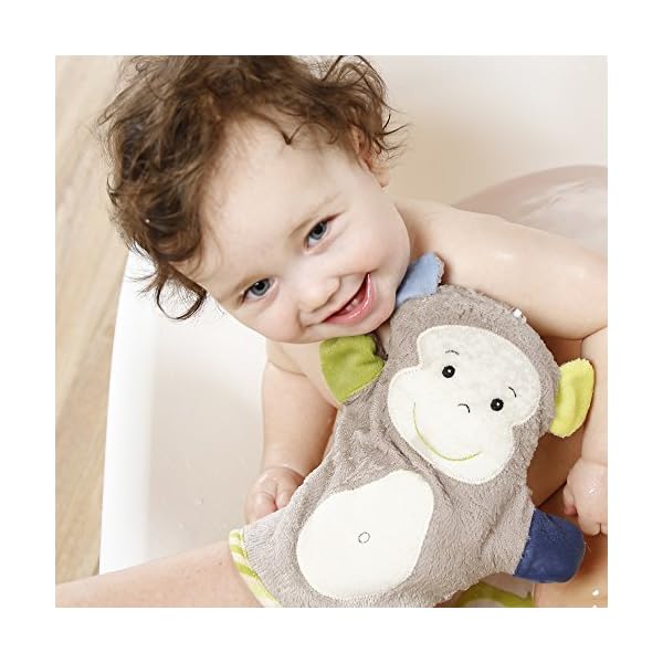 Fehn 051230 Waschhandschuh Dino – Waschlappen mit Tiermotiv für fröhlichen Badespaß, für Babys und Kinder ab 0+ Monaten – Bild 3