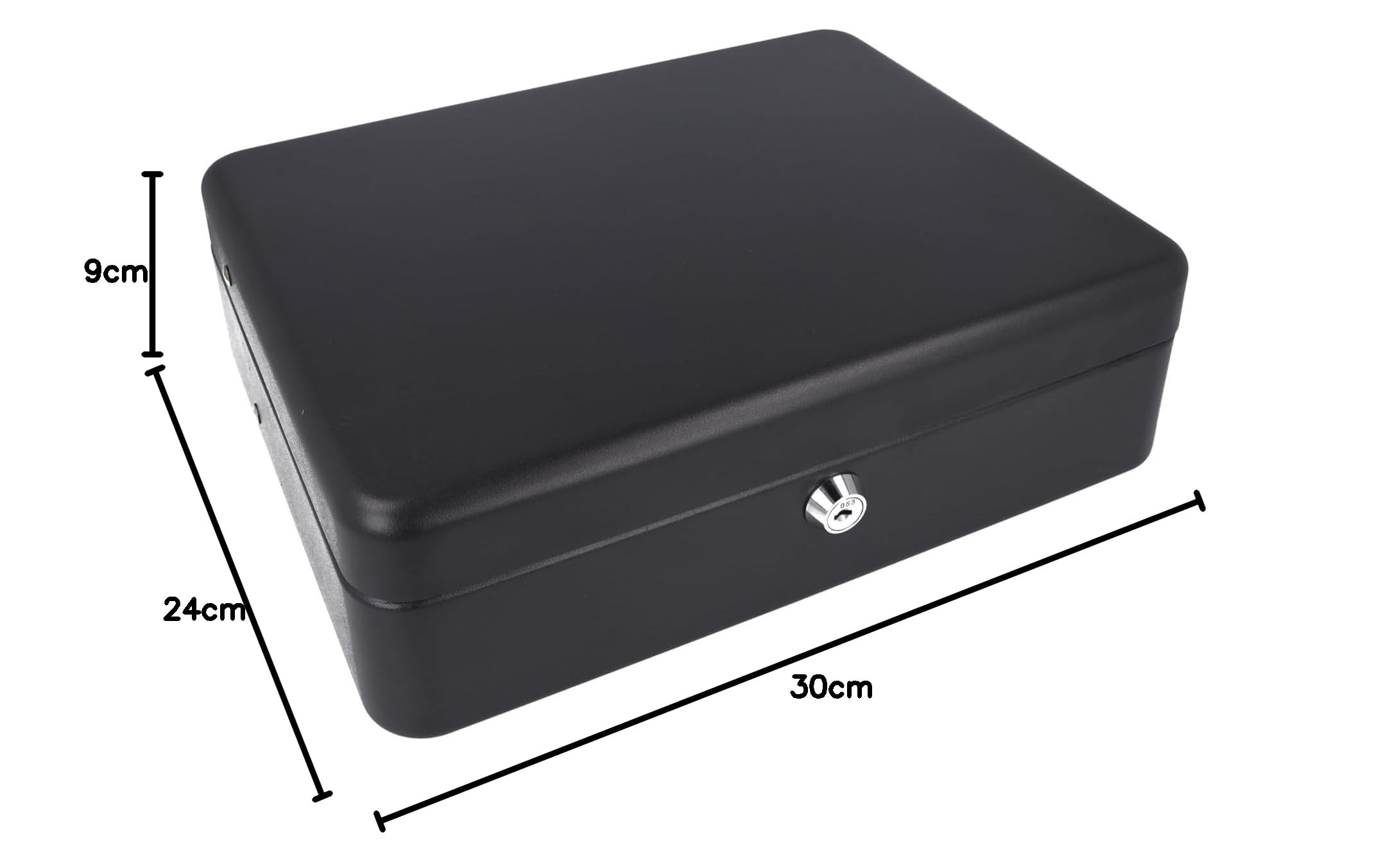 Westcott E-51003 E-51003 - Caja de caudales con cerradura cilíndrica (con 2 llaves, 4 compartimentos para billetes y tabla de conteo de monedas, 30 cm), color negro