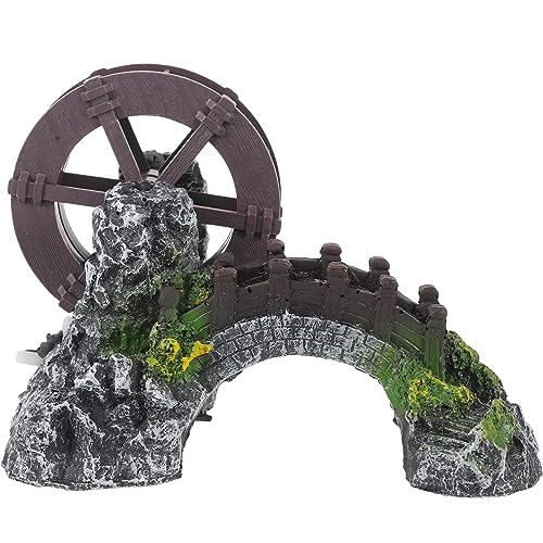 BESPORTBLE Molino De Viento De Rocalla Decoración De Macetas Ornamento Submarino del Acuario Decoración del Paisaje del Tanque De Peces Puente Falso del Acuario El Plastico Grey