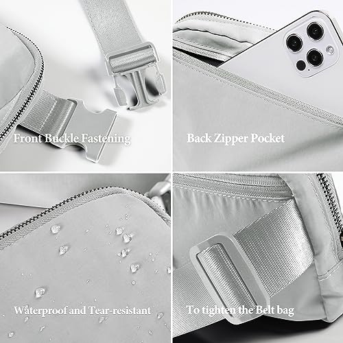 Image of ODODOS Unisex Mini Belt Bag with Adjustable Strap Small Fanny Pack for Workout Running Traveling Hiking, Light Grey