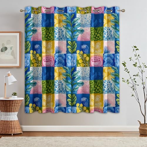 Rideaux Occultants Thermique Imprimé Patchwork Bohème Rétro 140x280cm