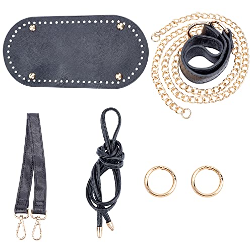 CHGCRAFT 1Set DIY PU Leder Strick Häkeltaschen mit Kordelzug und Schultergurt für DIY Craft Umhängetaschen Zubehör Schwarz Cover