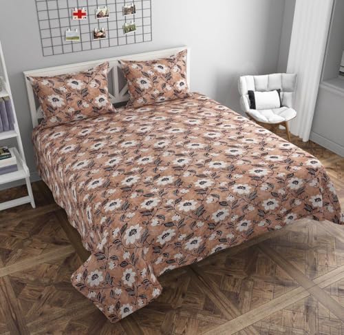 Image of BBSPED Innovation Double Bed Bedsheet Set with Floral Print | Cotton Bedsheet with 2 Pillow Covers | Soft & Breathable Fabric | King Size 90x100 Inches | Comfortable & Durable for Bedroom Use