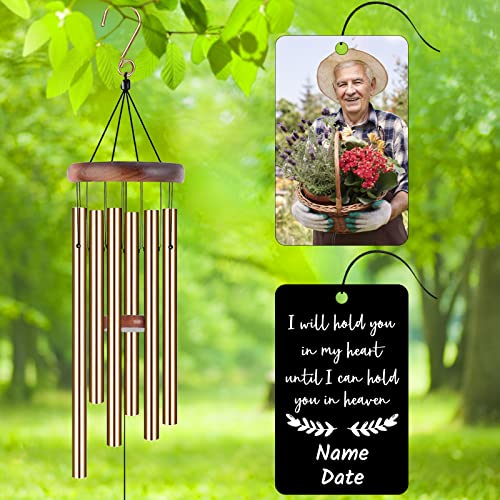 Image of Personalized Custom Wind Chimes Memorial Gift for Loss of Loved One Mother Dad Mom Dog Pets Customized Outdoor Sympathy Wind Chimes with Photo Text