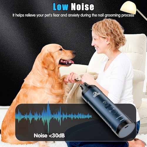 Image of VIWIK Dog Nail Grinder, Dog Nail Trimmers with LED Lights, Pet Nail Clippers Kit for Large Medium Small Dogs & Cats, 2-Speed Quiet Electric USB Rechargeable Pet Paws Grooming Tool Blue