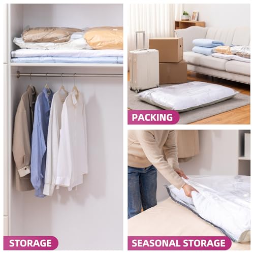 Image of TAILI 8 Pack Vacuum Storage Bags, XXL Jumbo (47x39 Inch), Cream | Vacuum Seal Bags for Clothing, Comforter and Blankets, Bedding, Giant Space Saver for Huge Stuffed Toy