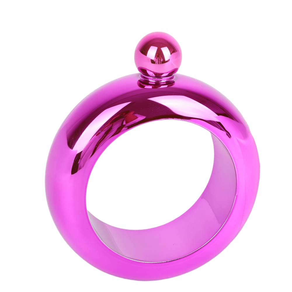 3.5oz Flask Hip Bracelet Bangle Alcohol Whisky Liquor Jewelry Stainless Steel for Party Queen (Rose Red)