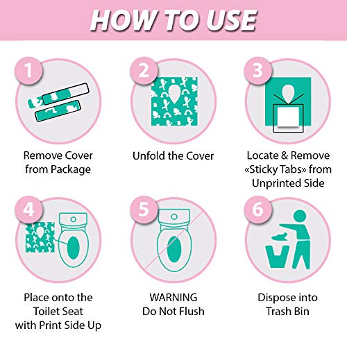 Disposable Toilet Seat Covers For Toddlers, Extra Large Individually Wrapped Unicorn Paper Potty Training Liners For Kids, Portable, Flushable With Non-Slip Adhesives, Potty Shields, Airplane & Travel #TOP5