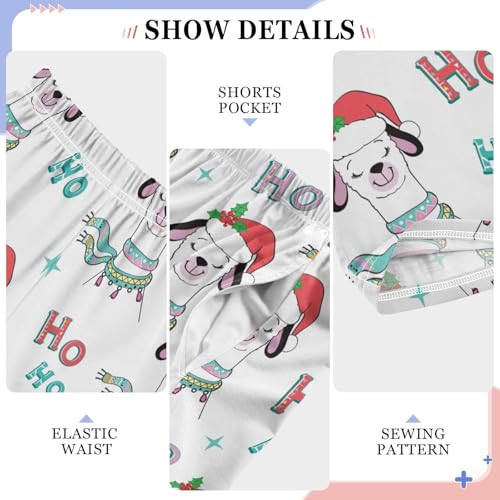 ZZXXB Merry Christmas Alpaca Hoho Boys Long Pants Soft Trousers Elastic Waist Kids Lounge Bottoms with Pockets S-XL4