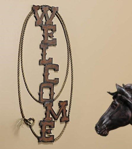 28" Western Country Lasso Welcome Sign Iron Wall Sculpture Home Decor Plaque Art