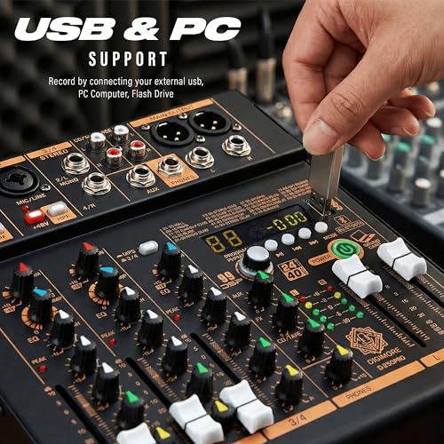 Image of DIGIMORE Professional Audio Mixer with 99 DSP Effects| 2 Mono and 2 Stereo Channel| USB /PC Recording| Bluetooth Connectivity v5.3| Ideal for Live Streaming, Podcasting, Karaoke & Home Studio(D-250PRO)
