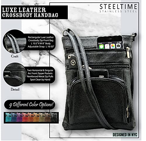 Steeltime Unisex Super Soft Leather Crossbody Bag Featuring The Serenity Prayer with 6 Compartments and Carrying Strap3