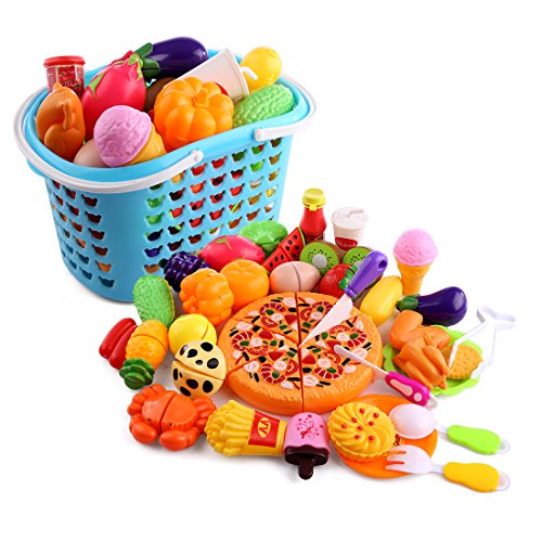 Lingxuinfo 40 Piece Kitchen Toys Cutting Fruits Vegetables Pretend Food Playset Toy