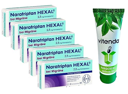 NARATRIPTAN HEXAL bei Migräne 2 5 mg Filmtabletten 5x2 Stk inclusive einer Handcreme von vitenda