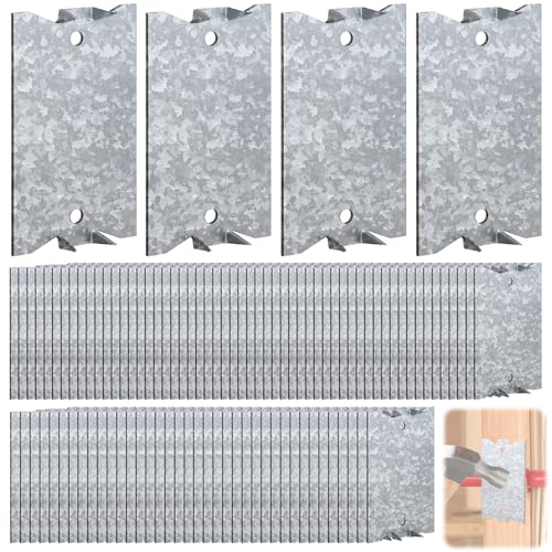 WENHUALI 50 Pack Safety Nail Plates for Wood Studs 2.5 x 1.5 Inch Cable Wire Protector Metal Anti-Nail Protection with Sharp Pointed Prongs for Plumbing & Wiring Protection(Snowflake Silver)