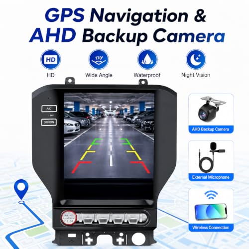 Image of Fit for Ford Mustang 2015-2025 - Custom-designed to seamlessly replace your factory radio without dashboard modification. The 12.1-inch vertical screen matches the OEM look while adding advanced infot