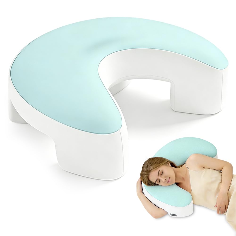 Cuscino ergonomico per chi dorme sul fianco con giromanica in memory foam, cuscino ortopedico per il collo per alleviare il dolore di HWS, collo, spalle e rotatori, ideale per chi dorme sul fianco