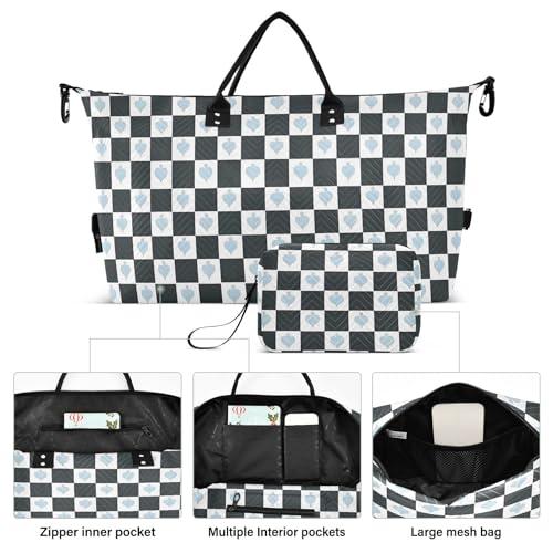 senya Weekender Bags Travel Duffel Gym Bag Checkerboard Pattern 1 Carry on Overnight Tote Bag with Toiletry Bag for Airplane Travel Trip Gym Yoga, g366814912p1006c1071s24422