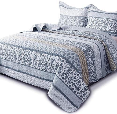 KASENTEX Twin Quilt Set Lightweight Bedspread Coverlet(Blue Paisley, 104x90)