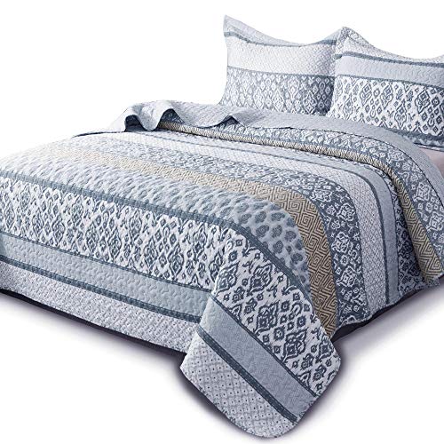 Kasentex Twin Quilt Set Lightweight Bedspread Coverlet(Blue Paisley, 104X90) #TOP3