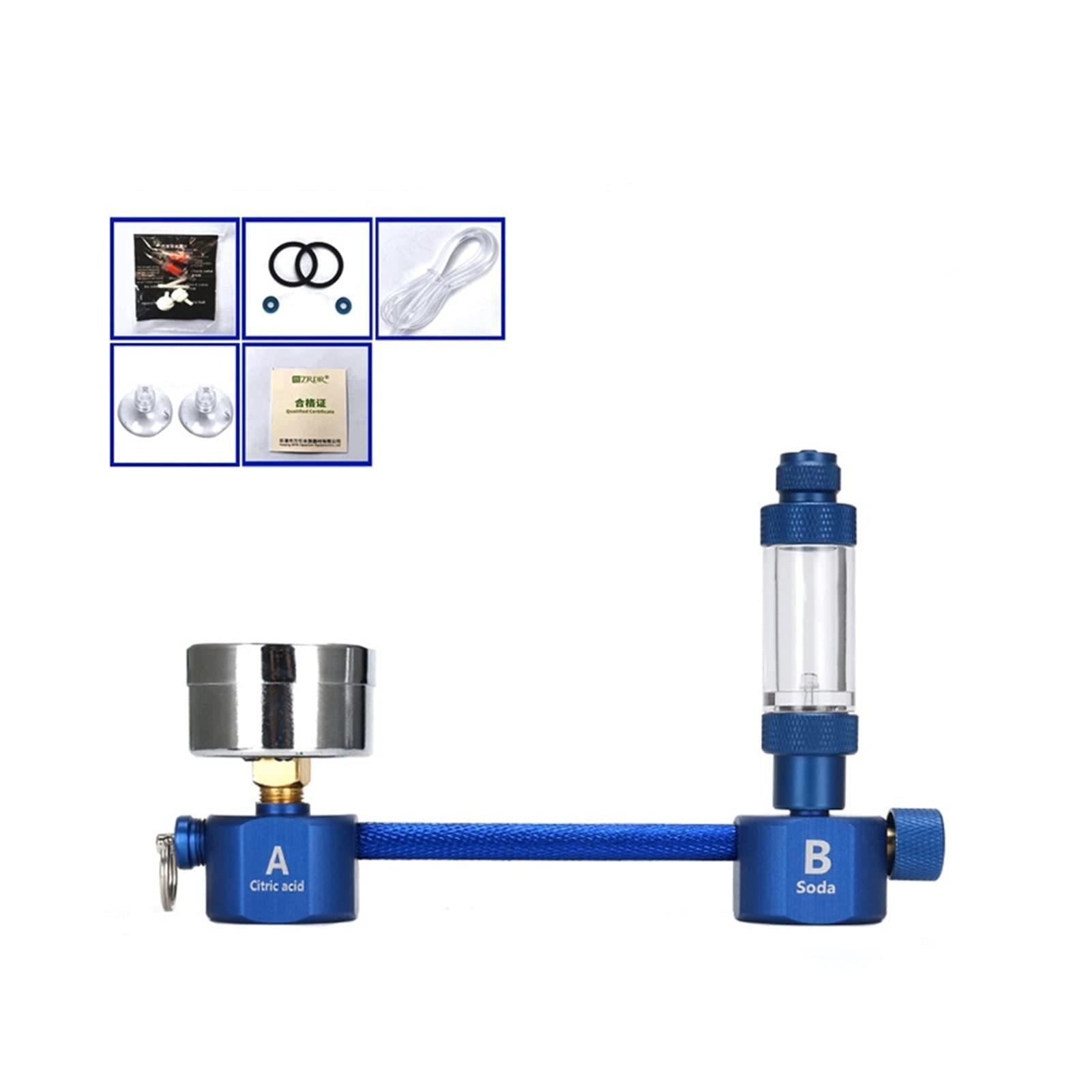 Reduktor ciśnienia CO2, Akwarium majsterkowanie Beczka CO2 Regulator bąbelkowy przeciwdeńunkowy zastawek dyfuzor stopu aluminium Zestaw generatora Hydroponika System emitera regulatora(Blue-B)