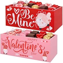 2 PCS Valentines Day Candy Dish Bowl Wooden Happy Valentines Day Candy Serving Bowl Be Mine Treats Holder for Tiered Tray Valentine Parties Holiday WeddingDecor