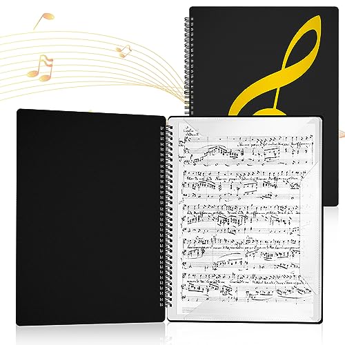 A4 Notenmappem Music Sheet Chormappe 40 Seiten Notenordner Wasserdicht Kunststoff Music Folder Notenmappe für Notenblätter für Notenblätter Klavier Gitarre Violine (Schwarz)