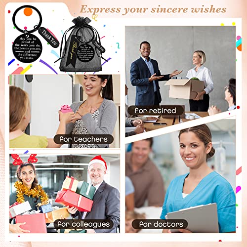 Yinkin 108 Pcs Employee Appreciation Gifts Set Coworker Gifts 36 Keychain 36 Organza Bags and 36 Thank You Cards for Coworker