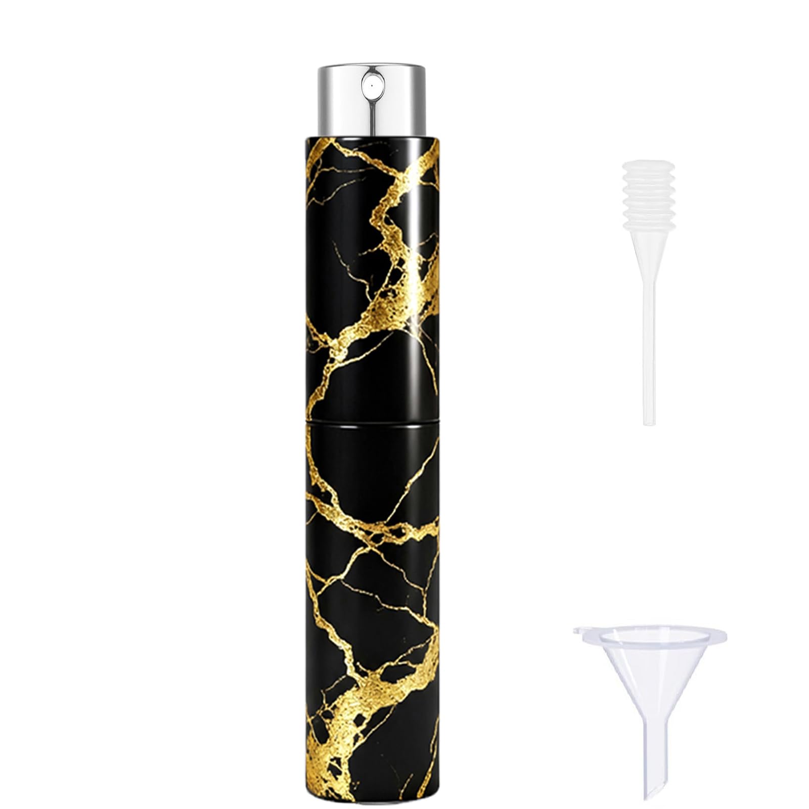 perfume travel refillable bottle– portable mini sprayer,empty perfume bottles with unique patterns,refill pump case for traveling and outgoing,1 pcs pack of 10 ml (golden marble pattern)