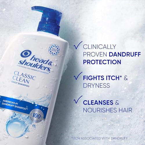 Image of Head & Shoulders Anti-Dandruff Shampoo with 1% Pyrithione Zinc, Classic Clean Shampoo Twin Pack, Daily Use, Flake Control, Scalp Care, Color-Safe, Deep Clean, 32.1 fl oz Each