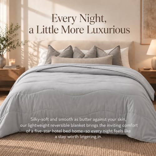 Percale Comforter, Breathable Blanket for Bed, Twin 60" x 80", Silver Gray - image 6
