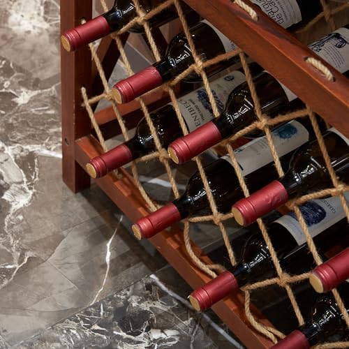 Soporte para 32 botellas de vino de madera tipo mesa miniatura 3