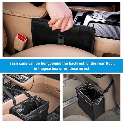 Image of Foldable Car Trash Can, Waterproof Large Capacity Automotive Hanging Trash Bin, Leakproof Auto Garbage Bag Storage Container for All Vehicles, Interior Car Accessories (Small)