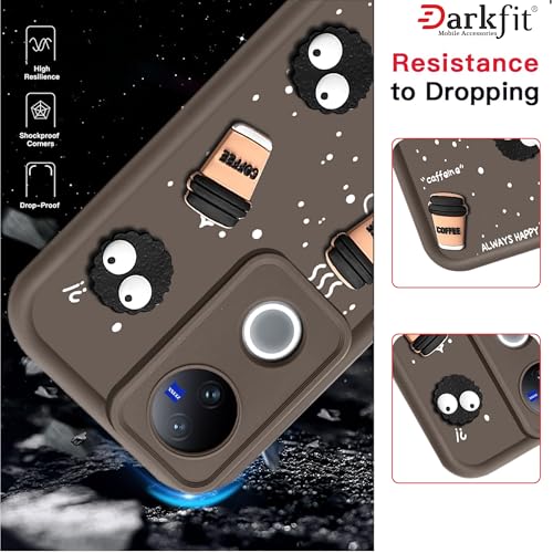 Image of DARKFIT Back Case Cover Compatible with Vivo V50 5G | Cute Fun Cartoon Ball 3D Coffee Silicone Case | Body Protection | Camera Protection | Shock Proof | for Vivo V50 5G | Color Brown | Pack of 1