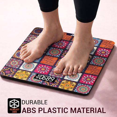 Image of ANT Flora New Retro Digital Weighing Scale for Body Weight (Up to 180 kg), High Precision Sensors, Tempered Glass, LCD Display, Auto On /Off, Anti-Skid, Personal Fitness Scale with Battery Included