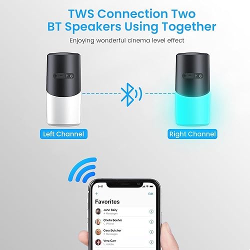 Miniatura 7 de Altavoz Bluetooth, altavoz Bluetooth portátil, inalámbrico, IPX5, impermeable, con luz LED RGB, Bluetooth 5.3, compatible con tarjeta Tf de