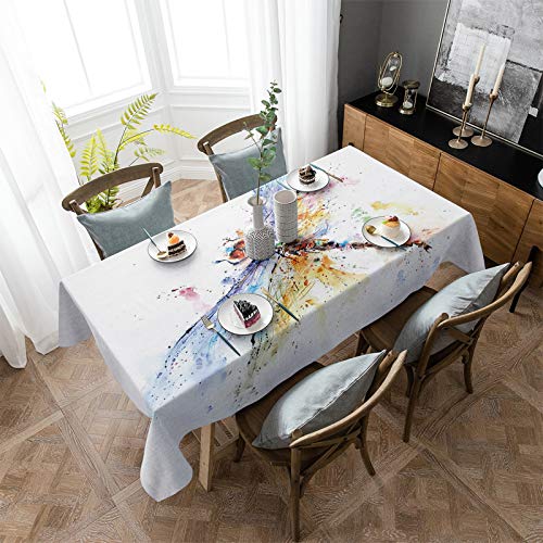 Tablecloth Rectangle/Oval Colorful Watercolor Dragonflies Table Cloth Outdoor Waterproof Tablecloths For Party Picnic Indoor Table Cover For Dining/Kitchen Home Decoration 60X84In #TOP2