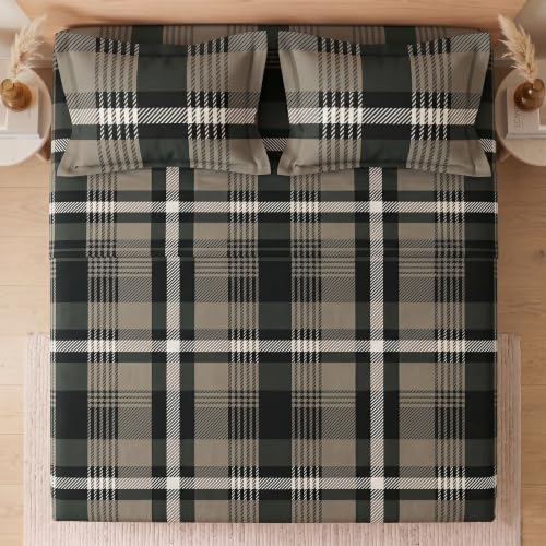 Image of BSB HOME 240 TC Cotton Feel Bedsheet with 2 Pillow Covers, Soft & Breathable Printed Double Bed Sheet for Bedroom, Fade Resistant & Easy Care Design - 90 x 100 Inches (228 x 254 cm) - Olive Sage Green