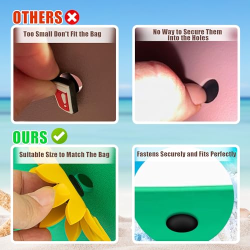 Rubber Beach Bag Accessories Charms for Flower?Bogg Bag decorations for differents ornament with 0.5'' dia Hole-5 Pack3
