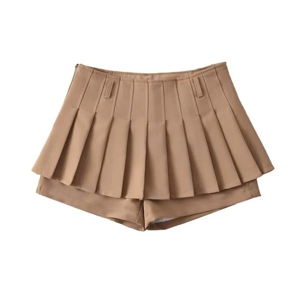 SWEPER Jupe Courte Femme - Mini Jupe Plissée pour Femmes, Fermeture Éclair Latérale, Taille Haute, Couleur Unie, Mini-Jupe Trapèze, Été