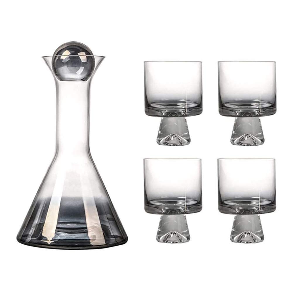 Set di decanter per whisky da uomo Set di decanter per vino con incisione, tappo e 4 bicchieri creativi inclusi, caraffa per vino aerata in vetro con decanter scintillante fumoso, set