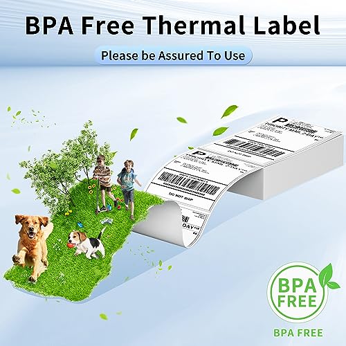Image of Phomemo Genuine 4X6 Thermal Shipping Label 100 Labels per Stack - 4x6 FanFold Thermal Labels Compatible with Phomemo Shipping Label Printer, Strong Adhesive Shipping Labels, Commercial Grade