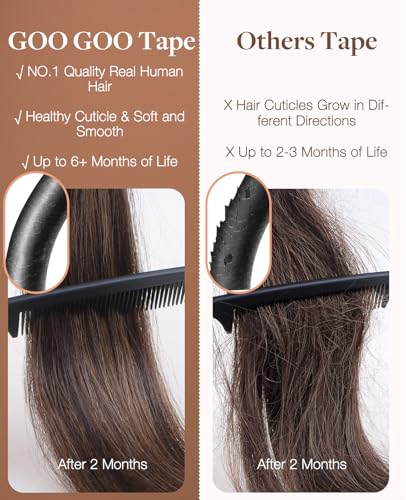 Image of GOO GOO Invisi Edge Tape in Hair Extensions Human Hair, Natural Look, 20Pcs
