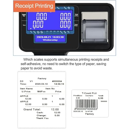 Báscula electrónica con impresora y pantalla LCD doble cara miniatura 5